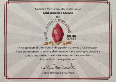 Ruby Award certificate