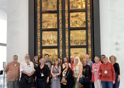 Tourists standing together in Art Museum