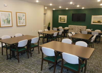 Tables possibly to be used for displaying auction items inside of a Community Room